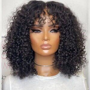 10” Curly Glueless Bob Wig – Human Hair – Big Head Friendly